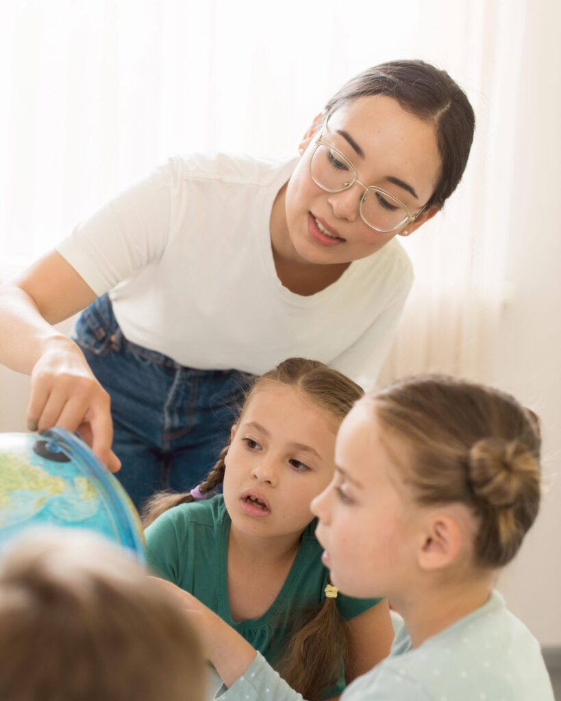Frau mit kleinen Kindern